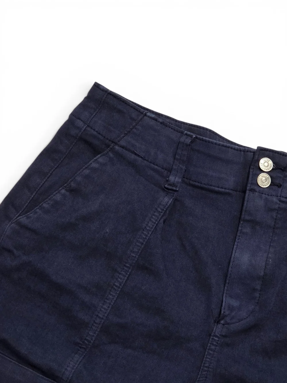 PAIGE Brooklyn High Rise Pleated Cuffed Chino Shorts Deep Indigo Wash Size 29